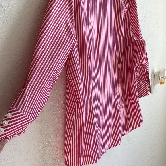 Chicos Pink and White Striped Collared Button Down Size 3 100% cotton no iron - Picture 11 of 11